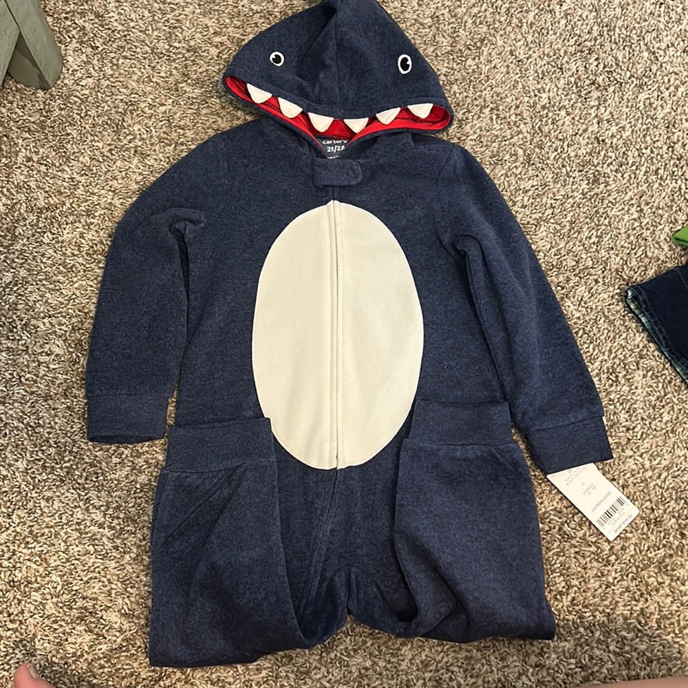 Character shark hooded onesie